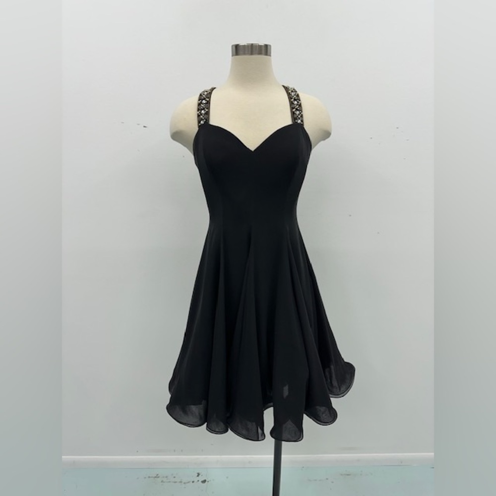 Black Asymmetrical Tiered Midi Dress